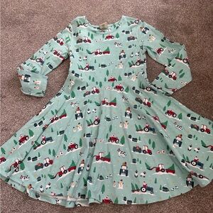 Frugi Holiday Theme Farm Print Long Sleeve Dress Sz 6-7